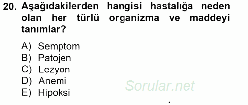 Balık Yetiştiriciliği 2014 - 2015 Tek Ders Sınavı 20.Soru