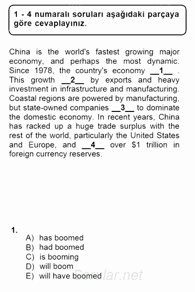 Bağlamsal Dilbilgisi 1 2012 - 2013 Dönem Sonu Sınavı 1.Soru