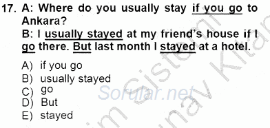 Bağlamsal Dilbilgisi 1 2012 - 2013 Dönem Sonu Sınavı 17.Soru