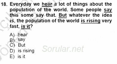 Bağlamsal Dilbilgisi 1 2012 - 2013 Dönem Sonu Sınavı 18.Soru