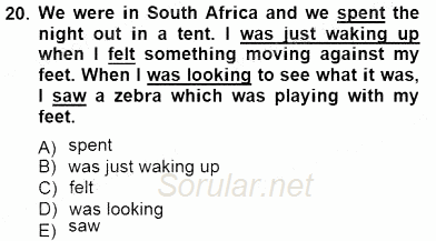 Bağlamsal Dilbilgisi 1 2012 - 2013 Dönem Sonu Sınavı 20.Soru