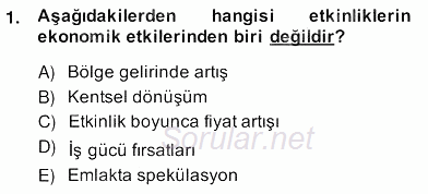 Etkinlik Yönetimi 2013 - 2014 Ara Sınavı 1.Soru