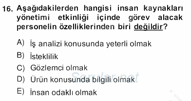 Etkinlik Yönetimi 2013 - 2014 Ara Sınavı 16.Soru