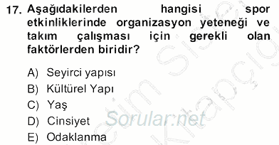 Etkinlik Yönetimi 2013 - 2014 Ara Sınavı 17.Soru