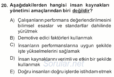 Etkinlik Yönetimi 2013 - 2014 Ara Sınavı 20.Soru