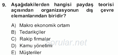 Etkinlik Yönetimi 2013 - 2014 Ara Sınavı 9.Soru