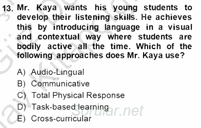 Çocuklara Yabancı Dil Öğretimi 1 2014 - 2015 Ara Sınavı 13.Soru