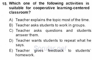 Çocuklara Yabancı Dil Öğretimi 1 2014 - 2015 Ara Sınavı 15.Soru