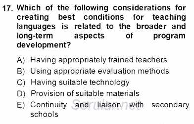 Çocuklara Yabancı Dil Öğretimi 1 2014 - 2015 Ara Sınavı 17.Soru