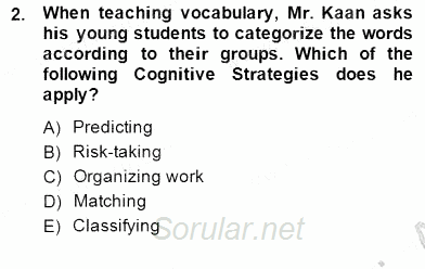 Çocuklara Yabancı Dil Öğretimi 1 2014 - 2015 Ara Sınavı 2.Soru