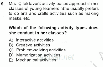 Çocuklara Yabancı Dil Öğretimi 1 2014 - 2015 Ara Sınavı 9.Soru