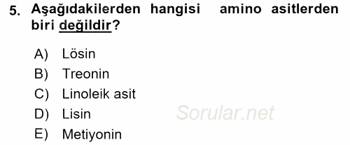 Gıda Mevzuatı ve Kalite Yönetimi 2017 - 2018 3 Ders Sınavı 5.Soru