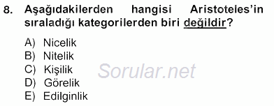 Metafizik 2012 - 2013 Ara Sınavı 8.Soru