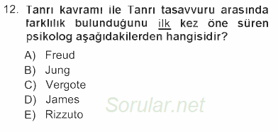 Din Psikolojisi 2012 - 2013 Tek Ders Sınavı 12.Soru