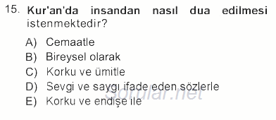 Din Psikolojisi 2012 - 2013 Tek Ders Sınavı 15.Soru