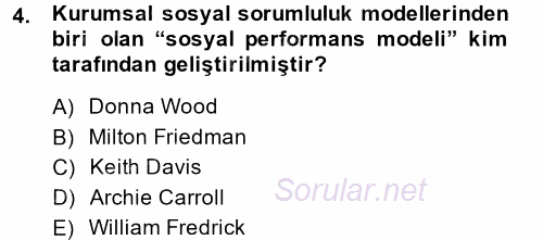 Kurumsal Sosyal Sorumluluk 2014 - 2015 Ara Sınavı 4.Soru