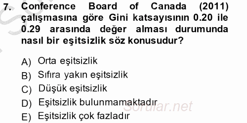 Gelir Dağılımı ve Yoksulluk 2013 - 2014 Dönem Sonu Sınavı 7.Soru