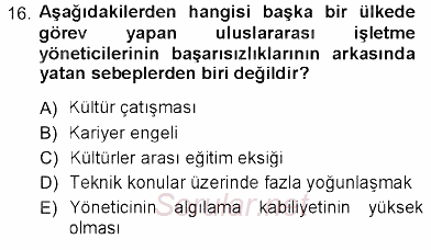 Uluslararası İşletmecilik 2012 - 2013 Ara Sınavı 16.Soru