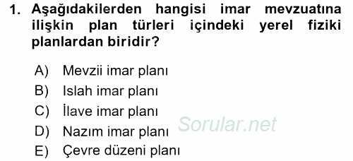 Coğrafi Bilgi Sistemleri Standartları ve Temel Mevzuat 2016 - 2017 Ara Sınavı 1.Soru