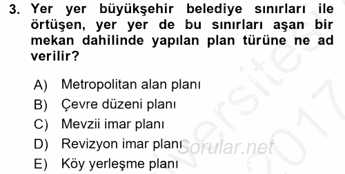 Coğrafi Bilgi Sistemleri Standartları ve Temel Mevzuat 2016 - 2017 Ara Sınavı 3.Soru