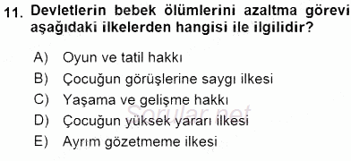Çocuk Gelişiminde Alan Çalışmaları 2015 - 2016 Dönem Sonu Sınavı 11.Soru