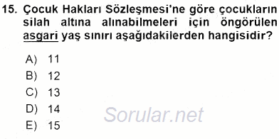 Çocuk Gelişiminde Alan Çalışmaları 2015 - 2016 Dönem Sonu Sınavı 15.Soru