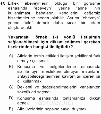 Çocuk Gelişiminde Alan Çalışmaları 2015 - 2016 Dönem Sonu Sınavı 16.Soru