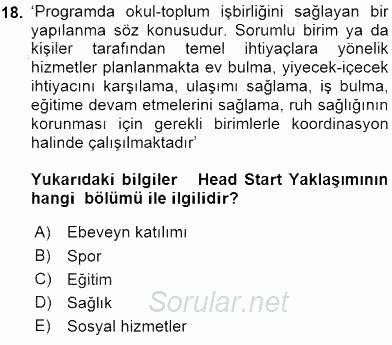 Çocuk Gelişiminde Alan Çalışmaları 2015 - 2016 Dönem Sonu Sınavı 18.Soru