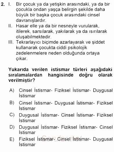Çocuk Gelişiminde Alan Çalışmaları 2015 - 2016 Dönem Sonu Sınavı 2.Soru