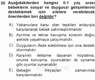 Çocuk Gelişiminde Alan Çalışmaları 2015 - 2016 Dönem Sonu Sınavı 20.Soru