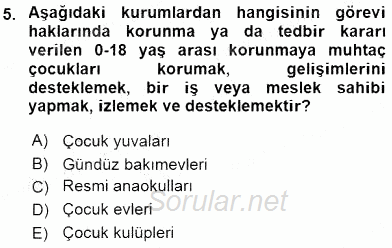 Çocuk Gelişiminde Alan Çalışmaları 2015 - 2016 Dönem Sonu Sınavı 5.Soru