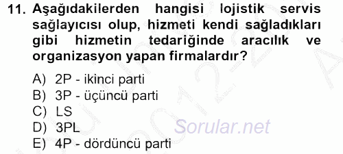 Çağdaş Lojistik Uygulamaları 2012 - 2013 Ara Sınavı 11.Soru