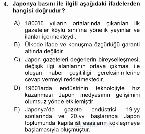 Uluslararası İletişim 2015 - 2016 Ara Sınavı 4.Soru