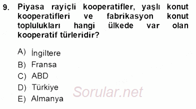 Konut Yapı Kooperatifçiliği 2014 - 2015 Ara Sınavı 9.Soru