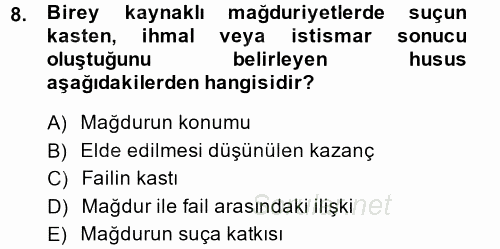 Suç Önleme Modelleri 2014 - 2015 Tek Ders Sınavı 8.Soru