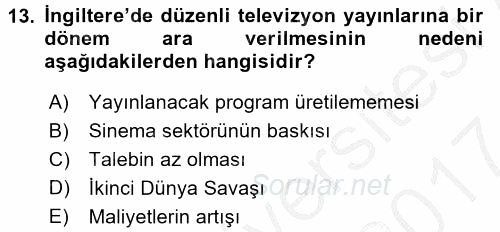 Hareketli Görüntünün Tarihi 2016 - 2017 Ara Sınavı 13.Soru