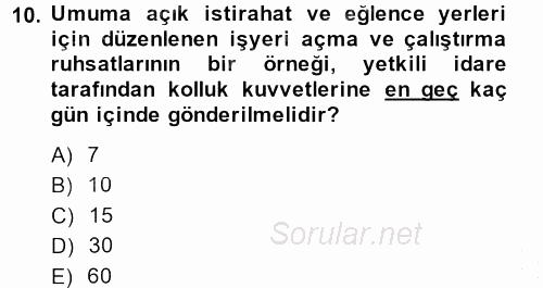 İş Sağlığı ve Güvenliği 2014 - 2015 Dönem Sonu Sınavı 10.Soru