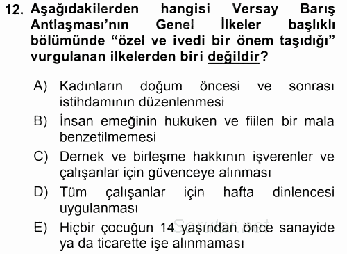 Uluslararası Sosyal Politika 2017 - 2018 Ara Sınavı 12.Soru