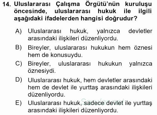 Uluslararası Sosyal Politika 2017 - 2018 Ara Sınavı 14.Soru