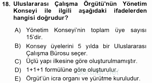 Uluslararası Sosyal Politika 2017 - 2018 Ara Sınavı 18.Soru