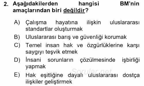 Uluslararası Sosyal Politika 2017 - 2018 Ara Sınavı 2.Soru