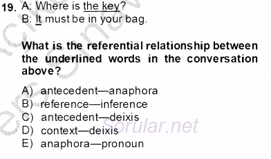 Dilbilim 1 2013 - 2014 Tek Ders Sınavı 19.Soru