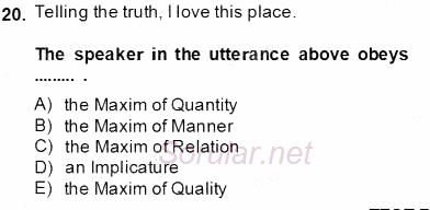 Dilbilim 1 2013 - 2014 Tek Ders Sınavı 20.Soru