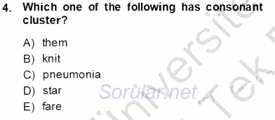 Dilbilim 1 2013 - 2014 Tek Ders Sınavı 4.Soru