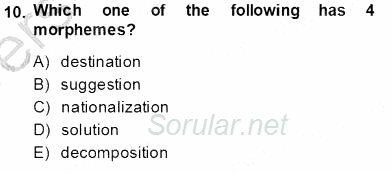 Dilbilim 1 2013 - 2014 Tek Ders Sınavı 9.Soru