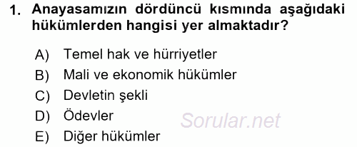 Sağlık Kurumları Mevzuatı 2016 - 2017 Ara Sınavı 1.Soru