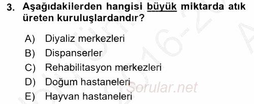 Sağlık Kurumları Mevzuatı 2016 - 2017 Ara Sınavı 3.Soru