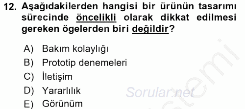 Marka İletişimi Tasarımı ve Uygulamaları 2016 - 2017 Ara Sınavı 12.Soru