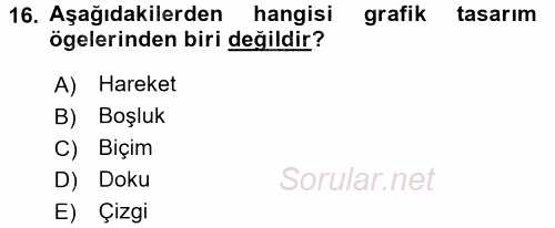 Marka İletişimi Tasarımı ve Uygulamaları 2016 - 2017 Ara Sınavı 16.Soru