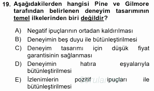 Marka İletişimi Tasarımı ve Uygulamaları 2016 - 2017 Ara Sınavı 19.Soru